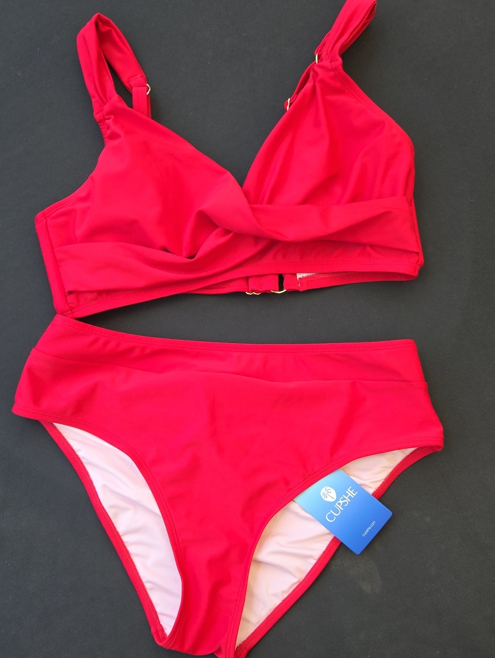 💋Cupshe Red High Waisted Bikini Set Size Medium NWT! - Picture 8 of 15